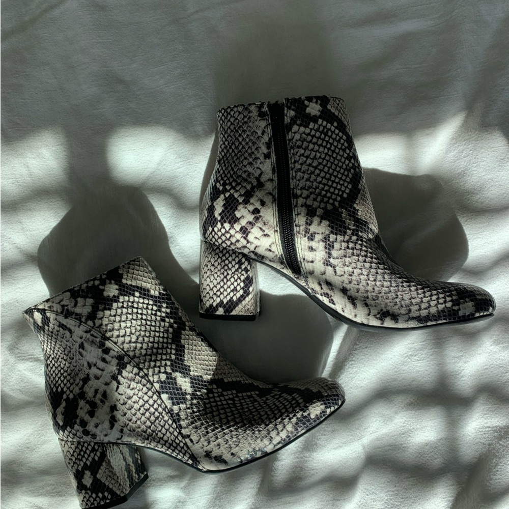 INC snake skin ankle boots